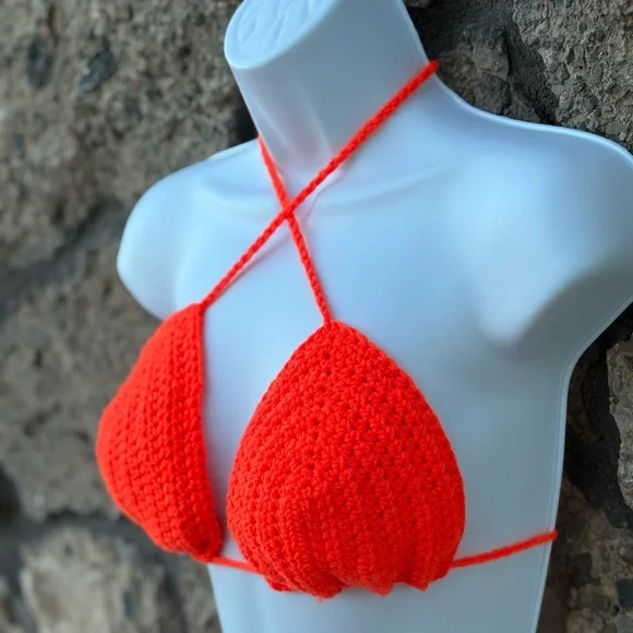 Vibrant Orange Crochet Bikini Set - Picture 9 of 12